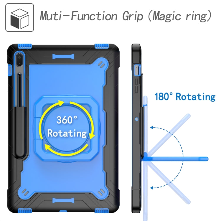 For Samsung Galaxy Tab S7+ / S8+ / S7 FE Silicone + PC Bracelet Holder Tablet Case(Black + Blue) by buy2fix