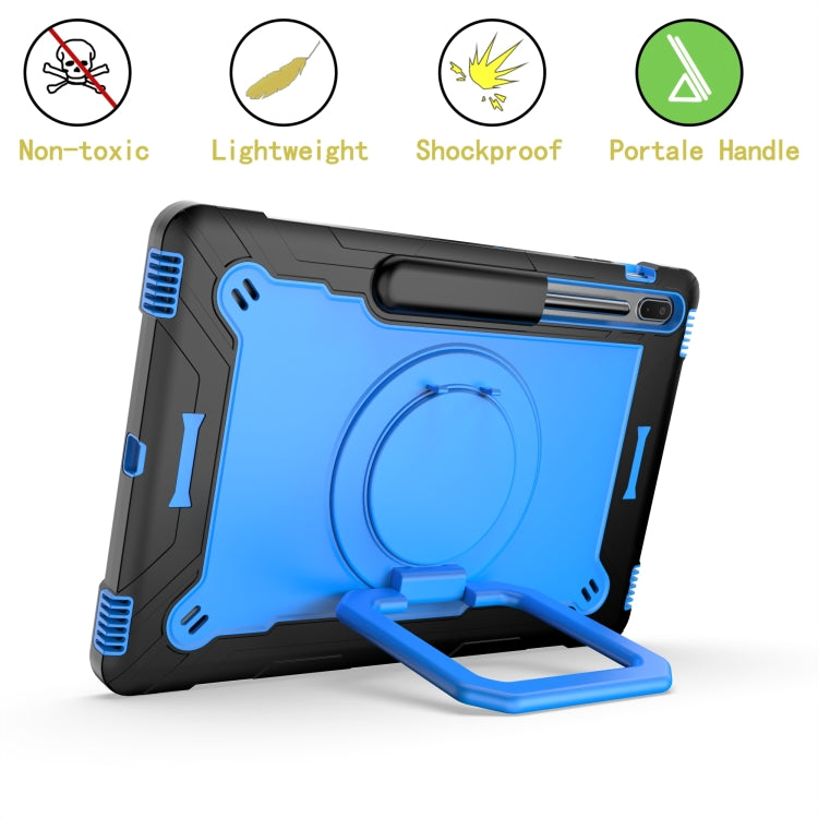 For Samsung Galaxy Tab S7+ / S8+ / S7 FE Silicone + PC Bracelet Holder Tablet Case(Black + Blue) by buy2fix