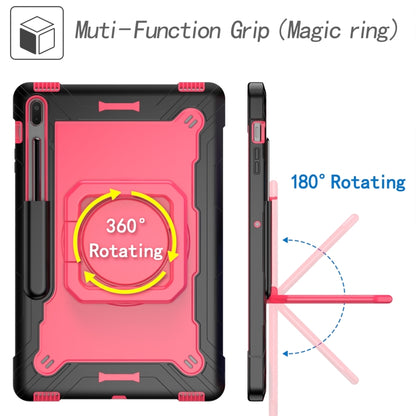 For Samsung Galaxy Tab S7+ / S8+ / S7 FE Silicone + PC Bracelet Holder Tablet Case(Black + Rose Red) by buy2fix