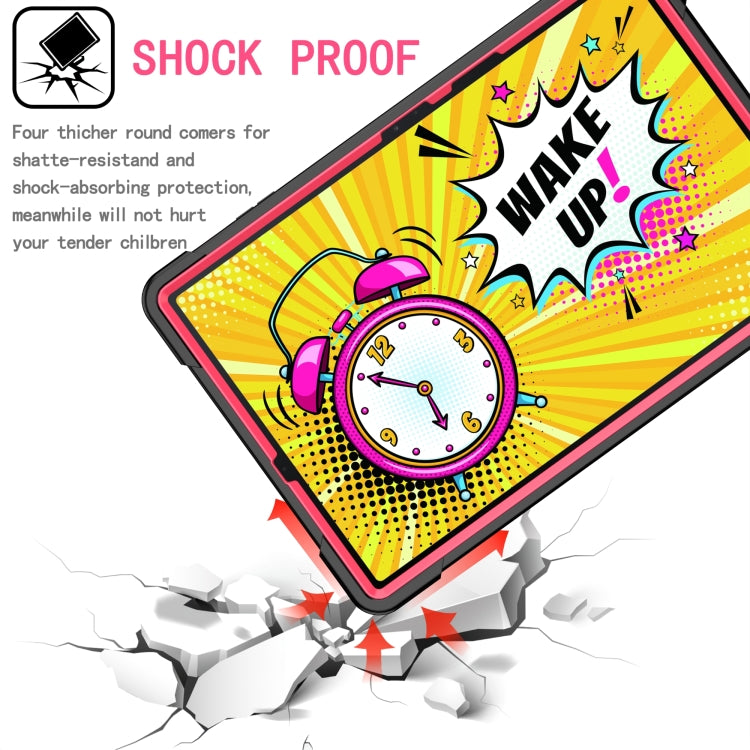 For Samsung Galaxy Tab S7+ / S8+ / S7 FE Silicone + PC Bracelet Holder Tablet Case(Black + Rose Red) by buy2fix