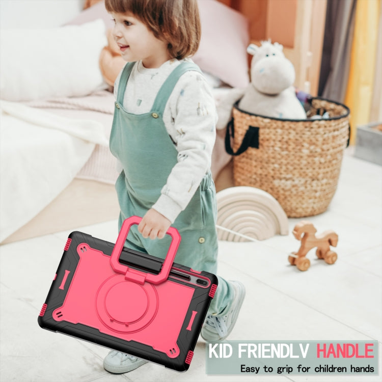 For Samsung Galaxy Tab S7+ / S8+ / S7 FE Silicone + PC Bracelet Holder Tablet Case(Black + Rose Red) by buy2fix