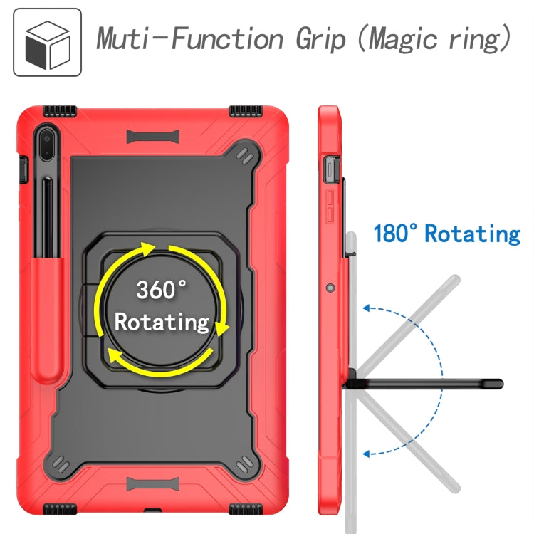 For Samsung Galaxy Tab S7+ / S8+ / S7 FE Silicone + PC Bracelet Holder Tablet Case(Red + Black) by buy2fix