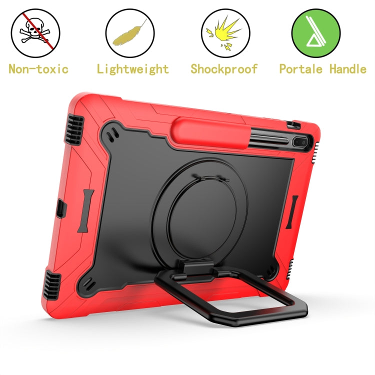 For Samsung Galaxy Tab S7+ / S8+ / S7 FE Silicone + PC Bracelet Holder Tablet Case(Red + Black) by buy2fix