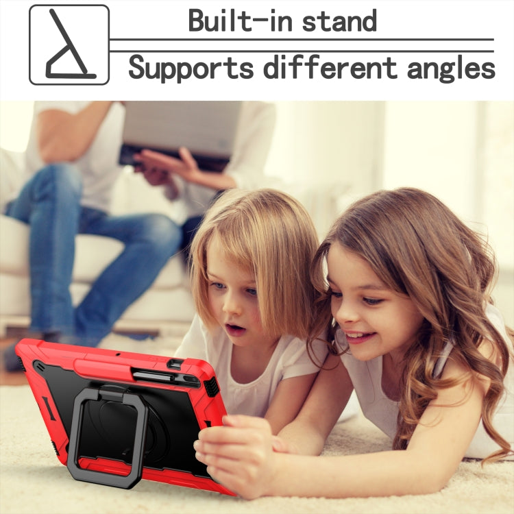 For Samsung Galaxy Tab S7+ / S8+ / S7 FE Silicone + PC Bracelet Holder Tablet Case(Red + Black) by buy2fix