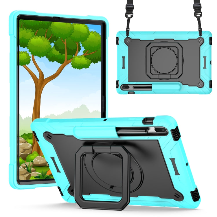 For Samsung Galaxy Tab S7+ / S8+ / S7 FE Silicone + PC Bracelet Holder Tablet Case(Mint Green + Black) by buy2fix