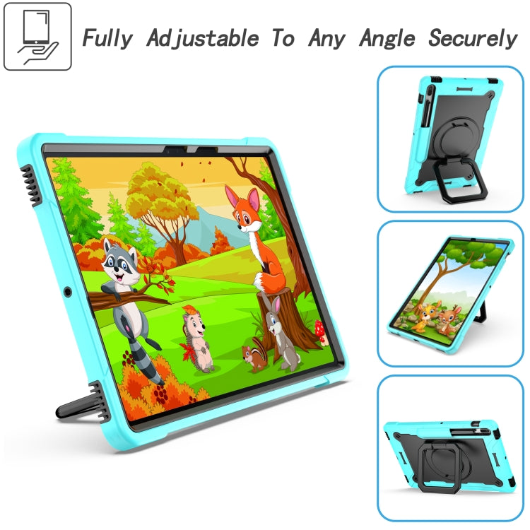 For Samsung Galaxy Tab S7+ / S8+ / S7 FE Silicone + PC Bracelet Holder Tablet Case(Mint Green + Black) by buy2fix