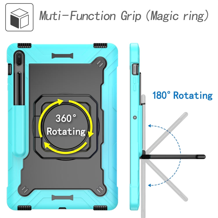 For Samsung Galaxy Tab S7+ / S8+ / S7 FE Silicone + PC Bracelet Holder Tablet Case(Mint Green + Black) by buy2fix