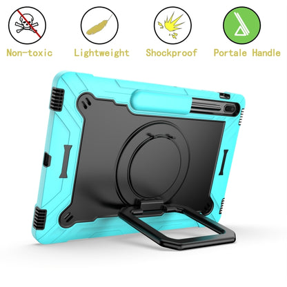 For Samsung Galaxy Tab S7+ / S8+ / S7 FE Silicone + PC Bracelet Holder Tablet Case(Mint Green + Black) by buy2fix