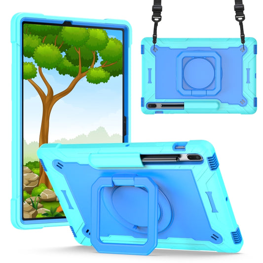 For Samsung Galaxy Tab S7+ / S8+ / S7 FE Silicone + PC Bracelet Holder Tablet Case(Mint Green + Blue) by buy2fix