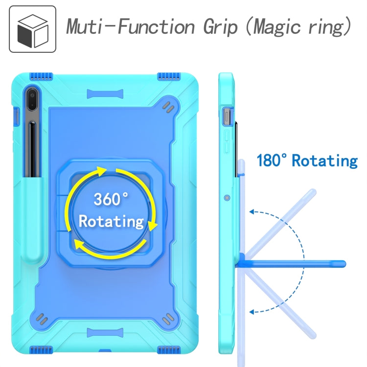 For Samsung Galaxy Tab S7+ / S8+ / S7 FE Silicone + PC Bracelet Holder Tablet Case(Mint Green + Blue) by buy2fix