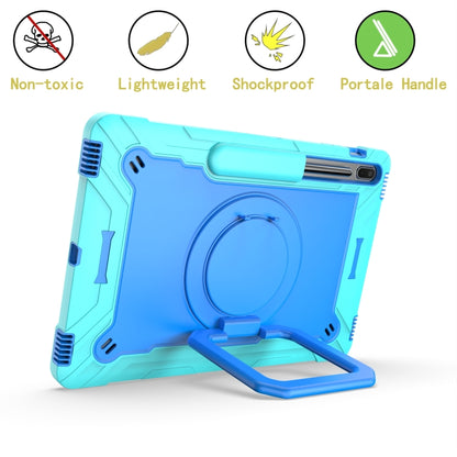 For Samsung Galaxy Tab S7+ / S8+ / S7 FE Silicone + PC Bracelet Holder Tablet Case(Mint Green + Blue) by buy2fix