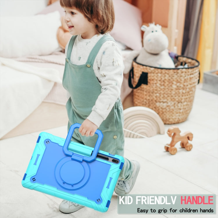 For Samsung Galaxy Tab S7+ / S8+ / S7 FE Silicone + PC Bracelet Holder Tablet Case(Mint Green + Blue) by buy2fix