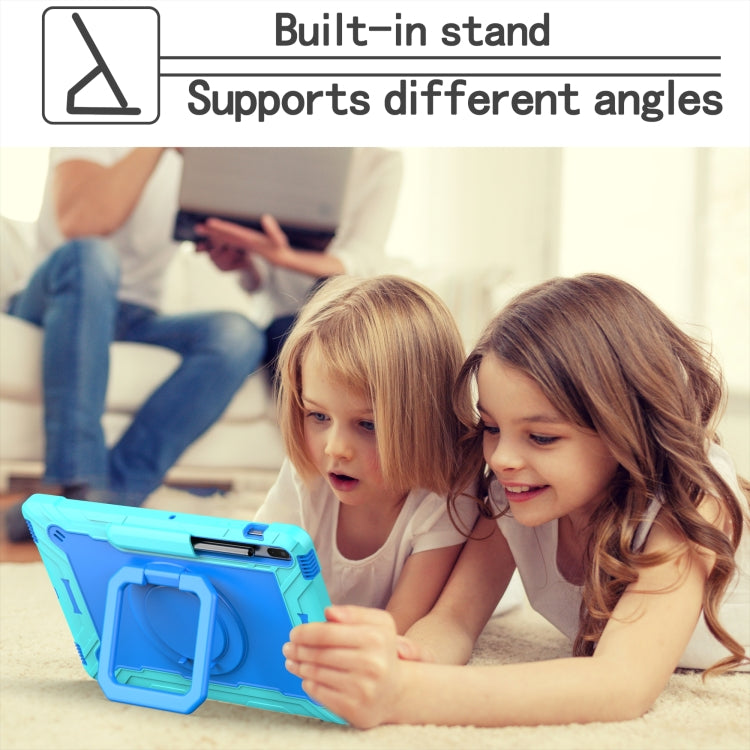 For Samsung Galaxy Tab S7+ / S8+ / S7 FE Silicone + PC Bracelet Holder Tablet Case(Mint Green + Blue) by buy2fix