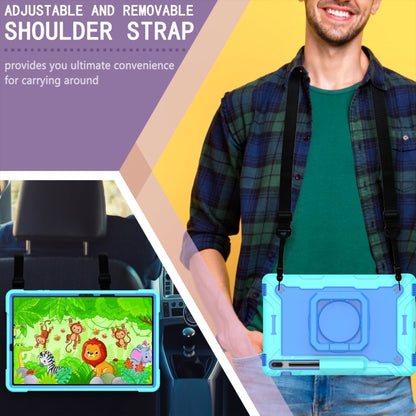 For Samsung Galaxy Tab S7+ / S8+ / S7 FE Silicone + PC Bracelet Holder Tablet Case(Mint Green + Blue) by buy2fix