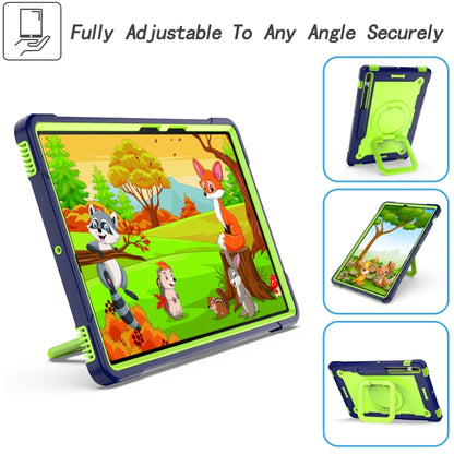 For Samsung Galaxy Tab S7+ / S8+ / S7 FE Silicone + PC Bracelet Holder Tablet Case(Navy Blue + Yellow Green) by buy2fix