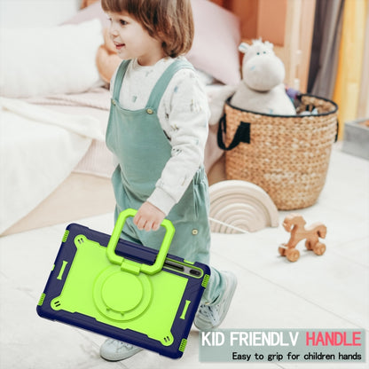 For Samsung Galaxy Tab S7+ / S8+ / S7 FE Silicone + PC Bracelet Holder Tablet Case(Navy Blue + Yellow Green) by buy2fix