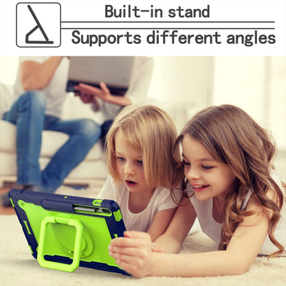 For Samsung Galaxy Tab S7+ / S8+ / S7 FE Silicone + PC Bracelet Holder Tablet Case(Navy Blue + Yellow Green) by buy2fix