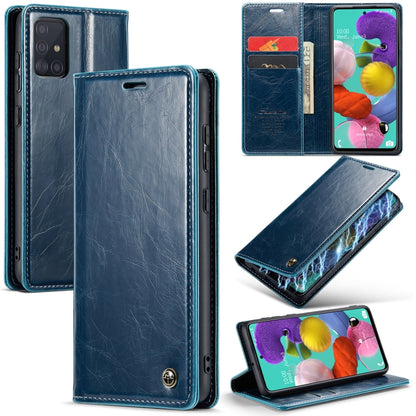 For Samsung Galaxy A51 4G/M40S CaseMe 003 Crazy Horse Texture Leather Phone Case(Blue) - Galaxy Phone Cases by CaseMe | Online Shopping UK | buy2fix