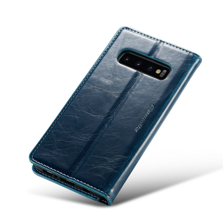 For Samsung Galaxy S10+ CaseMe 003 Crazy Horse Texture Leather Phone Case(Blue) - Galaxy Phone Cases by CaseMe | Online Shopping UK | buy2fix