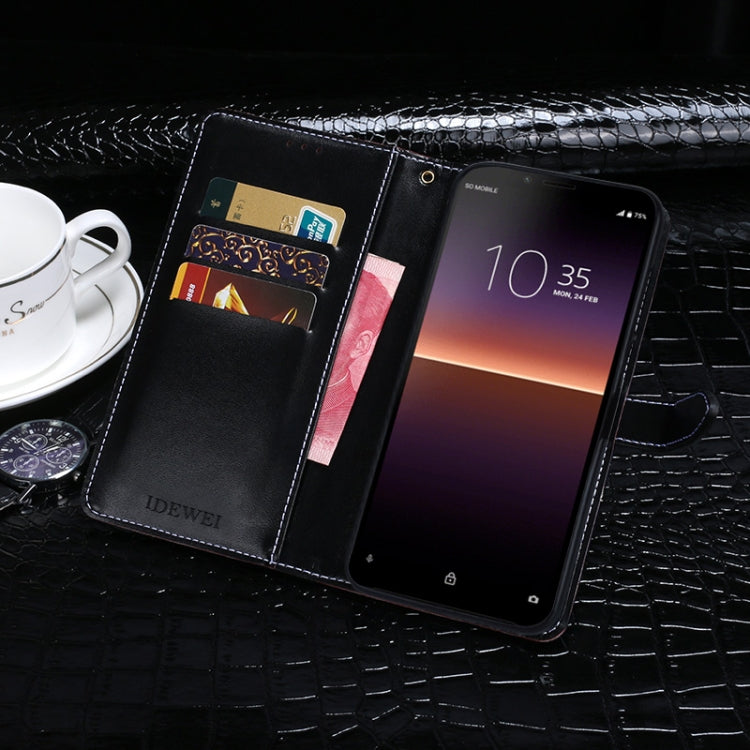 For Sony Xperia 10 II idewei Crocodile Texture Horizontal Flip Leather Case with Holder & Card Slots & Wallet(Dark Blue) - Sony Cases by idewei | Online Shopping UK | buy2fix