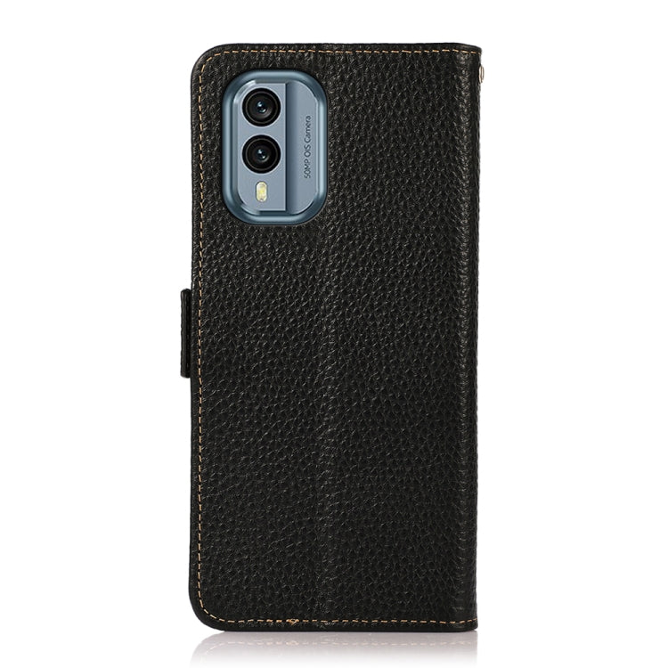 For Nokia X30 5G KHAZNEH Side-Magnetic Litchi Genuine Leather RFID Phone Case(Black) - Nokia Cases by buy2fix | Online Shopping UK | buy2fix