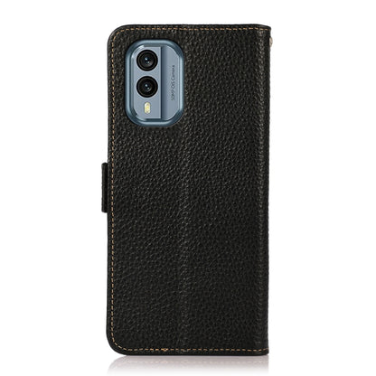 For Nokia X30 5G KHAZNEH Side-Magnetic Litchi Genuine Leather RFID Phone Case(Black) - Nokia Cases by buy2fix | Online Shopping UK | buy2fix