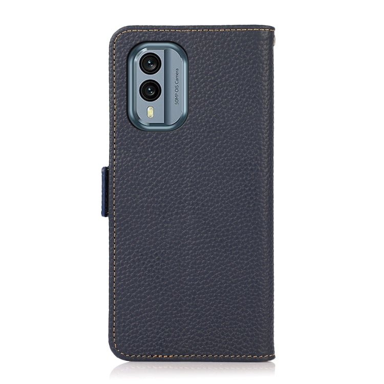 For Nokia X30 5G KHAZNEH Side-Magnetic Litchi Genuine Leather RFID Phone Case(Blue) - Nokia Cases by buy2fix | Online Shopping UK | buy2fix