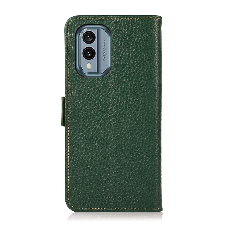 For Nokia X30 5G KHAZNEH Side-Magnetic Litchi Genuine Leather RFID Phone Case(Green) - Nokia Cases by buy2fix | Online Shopping UK | buy2fix