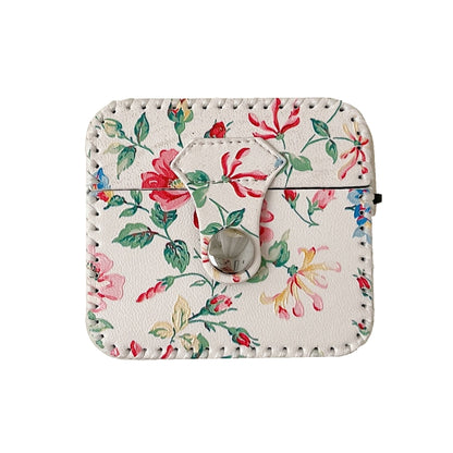 For AirPods 3 White Floral PU Leather Wireless Earphone Case by buy2fix
