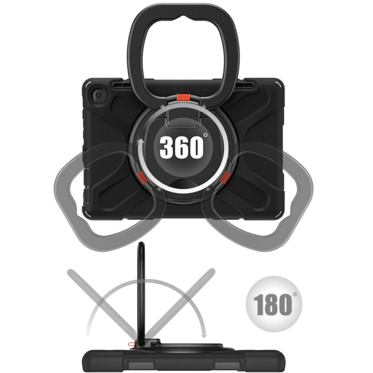 For Amazon Fire HD 8 2022 Silicone + PC Protective Tablet Case with Holder & Shoulder Strap(Black) - Amazon by buy2fix | Online Shopping UK | buy2fix