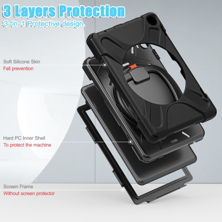 For Amazon Fire HD 8 2022 Silicone + PC Protective Tablet Case with Holder & Shoulder Strap(Black) - Amazon by buy2fix | Online Shopping UK | buy2fix