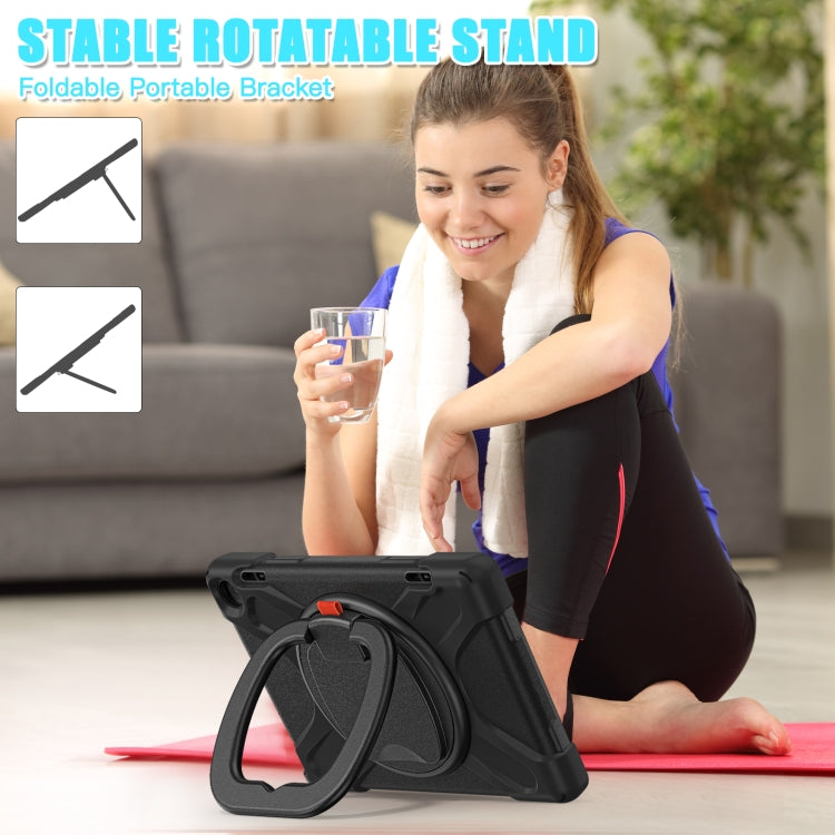 For Amazon Fire HD 8 2022 Silicone + PC Protective Tablet Case with Holder & Shoulder Strap(Black) - Amazon by buy2fix | Online Shopping UK | buy2fix