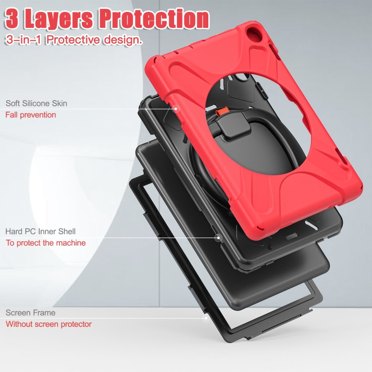 For Amazon Fire HD 8 2022 Silicone + PC Protective Tablet Case with Holder & Shoulder Strap(Red) - Amazon by buy2fix | Online Shopping UK | buy2fix