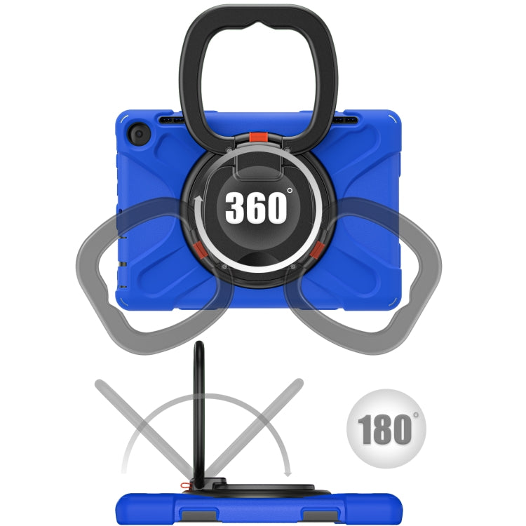 For Amazon Fire HD 8 2022 Silicone + PC Protective Tablet Case with Holder & Shoulder Strap(Blue) - Amazon by buy2fix | Online Shopping UK | buy2fix