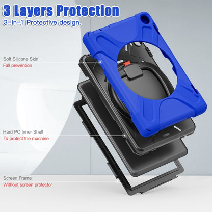 For Amazon Fire HD 8 2022 Silicone + PC Protective Tablet Case with Holder & Shoulder Strap(Blue) - Amazon by buy2fix | Online Shopping UK | buy2fix