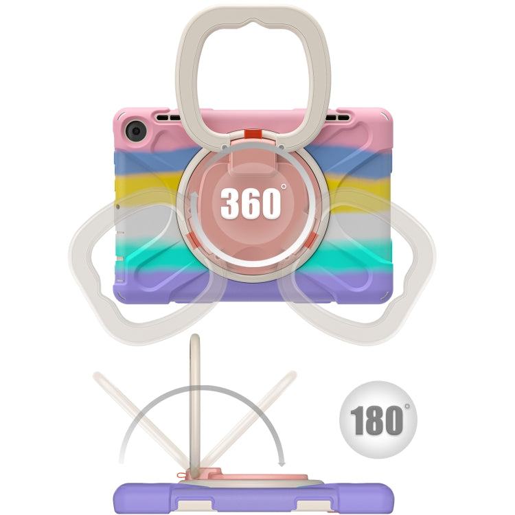 For Amazon Fire HD 8 2022 Silicone + PC Protective Tablet Case with Holder & Shoulder Strap(Colorful Pink) - Amazon by buy2fix | Online Shopping UK | buy2fix