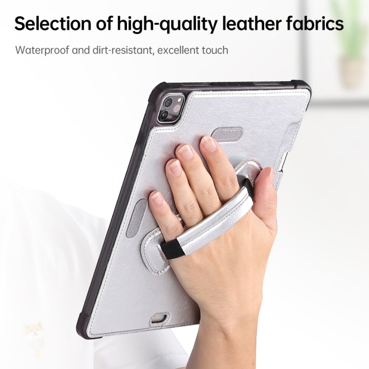 For iPad Air 11 2024 / Air 4 / Air 5 360 Degree Rotation Handheld Leather Back Tablet Case with Pencil Slot(Silver) - iPad Air (2022) / (2020) 10.9 Cases by buy2fix | Online Shopping UK | buy2fix