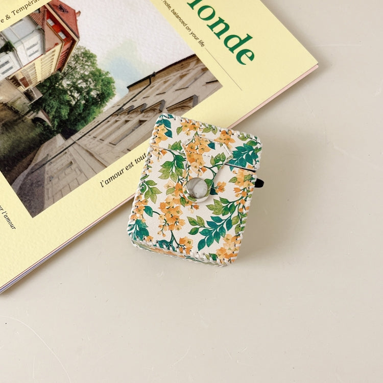 For AirPods Pro PU Leather Wireless Earphone Case(Yellow Flower) by buy2fix