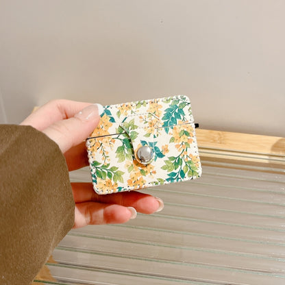 For AirPods Pro PU Leather Wireless Earphone Case(Yellow Flower) by buy2fix