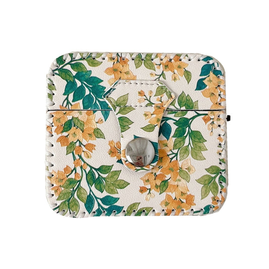 For AirPods 1/2 PU Leather Wireless Earphone Case(Yellow Flower) by buy2fix