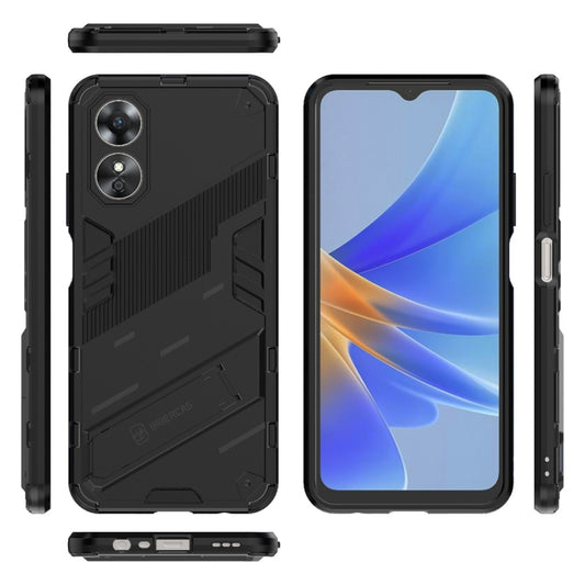 For OPPO A17 4G Global Punk Armor 2 in 1 PC + TPU Shockproof Phone Case with Holder(Black) by buy2fix