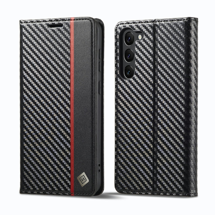 For Samsung Galaxy S23 5G LC.IMEEKE Carbon Fiber PU + TPU Horizontal Flip Leather Phone Case(Vertical Black) by LC.IMEEKE