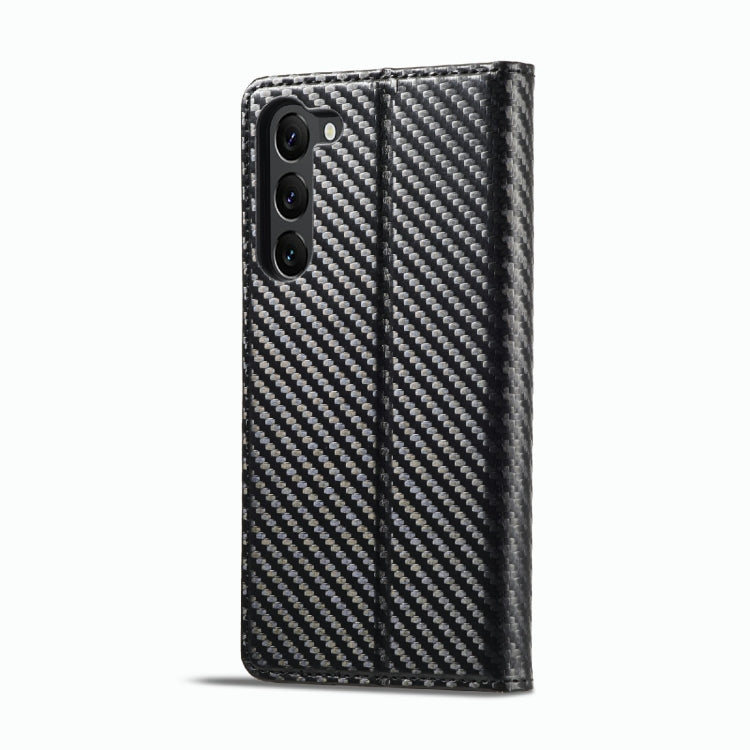 For Samsung Galaxy S23 5G LC.IMEEKE Carbon Fiber PU + TPU Horizontal Flip Leather Phone Case(Vertical Black) by LC.IMEEKE