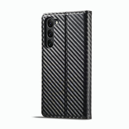For Samsung Galaxy S23 5G LC.IMEEKE Carbon Fiber PU + TPU Horizontal Flip Leather Phone Case(Vertical Black) by LC.IMEEKE