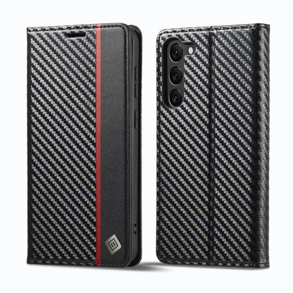 For Samsung Galaxy S23+ 5G LC.IMEEKE Carbon Fiber PU + TPU Horizontal Flip Leather Phone Case(Vertical Black) - Galaxy S23+ 5G Cases by LC.IMEEKE | Online Shopping UK | buy2fix