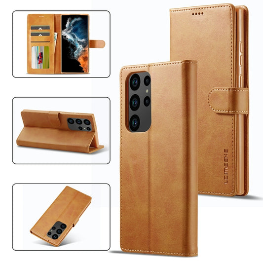 For Samsung Galaxy S23 Ultra 5G LC.IMEEKE Calf Texture Horizontal Flip Leather Phone Case(Brown) - Galaxy S23 Ultra 5G Cases by LC.IMEEKE | Online Shopping UK | buy2fix