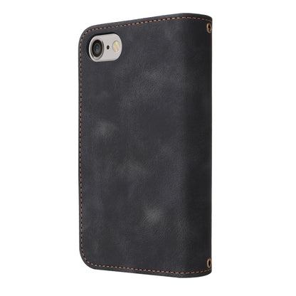 For iPhone SE 2022 / SE 2020 / 8 / 7 Multifunctional Card Slot Zipper Wallet Leather Phone Case(Black) - iPhone SE 2022 / 2020 / 8 / 7 Cases by buy2fix | Online Shopping UK | buy2fix