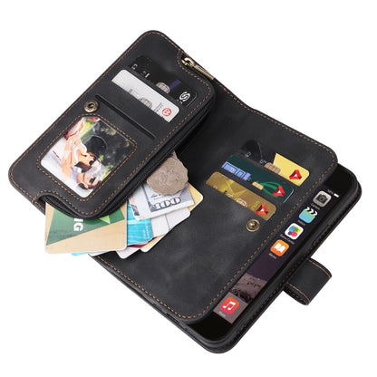 For iPhone SE 2022 / SE 2020 / 8 / 7 Multifunctional Card Slot Zipper Wallet Leather Phone Case(Black) - iPhone SE 2022 / 2020 / 8 / 7 Cases by buy2fix | Online Shopping UK | buy2fix