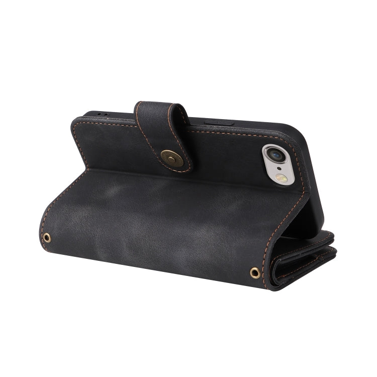 For iPhone SE 2022 / SE 2020 / 8 / 7 Multifunctional Card Slot Zipper Wallet Leather Phone Case(Black) - iPhone SE 2022 / 2020 / 8 / 7 Cases by buy2fix | Online Shopping UK | buy2fix