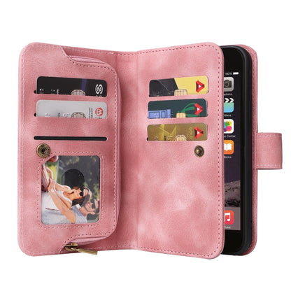 For iPhone SE 2022 / SE 2020 / 8 / 7 Multifunctional Card Slot Zipper Wallet Leather Phone Case(Rose Gold) - iPhone SE 2022 / 2020 / 8 / 7 Cases by buy2fix | Online Shopping UK | buy2fix